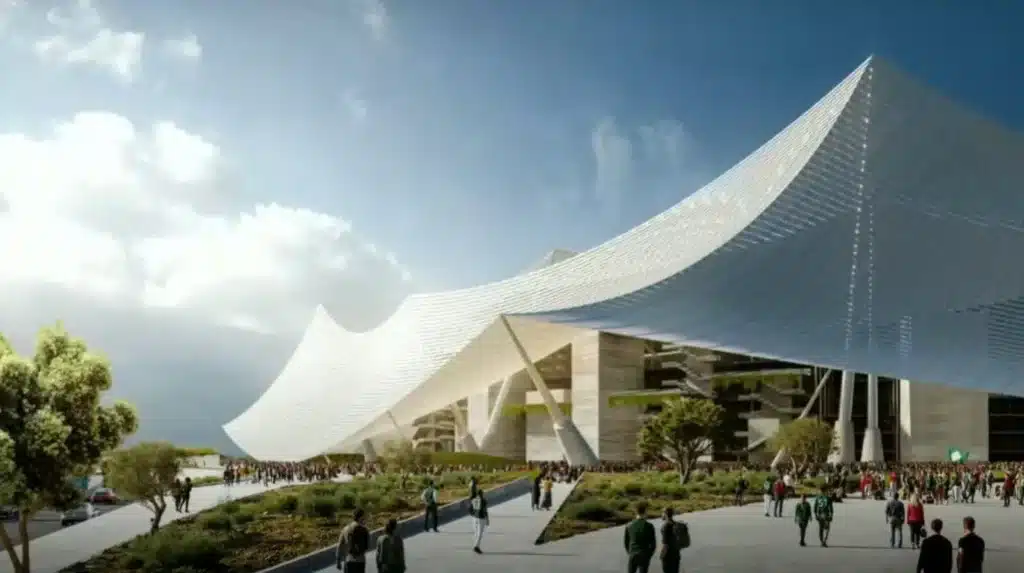 Avancement des travaux du Grand Stade Hassan II de Casablanca à Benslimane