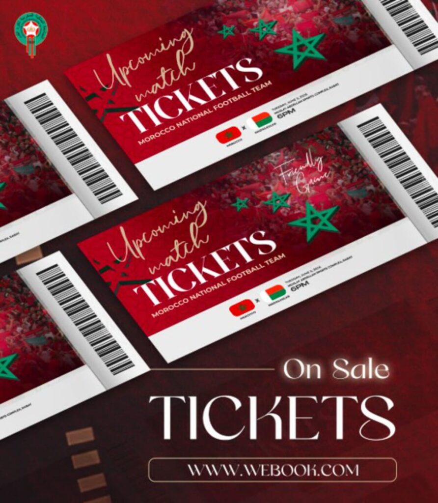 Lancement des billets pour le match Maroc–Madagascar du 2 juin 2026.